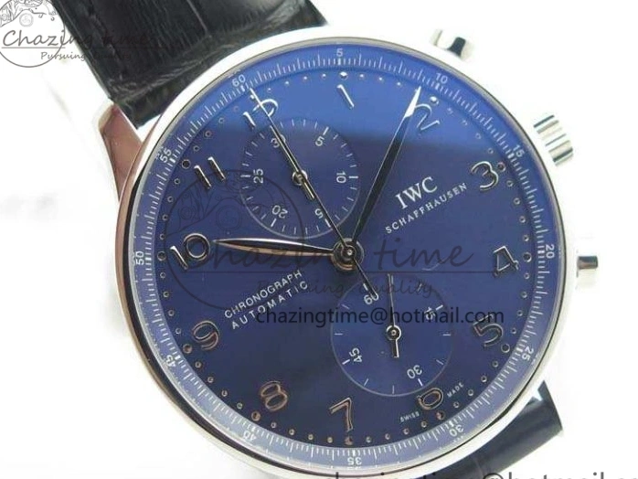 MIROTIME 0524 MoistureWicking Portuguese IW371491 ZF 1:1 Best Edition SS Blue Dial On Leather Strap A79350 (Slim Movement) V 7221